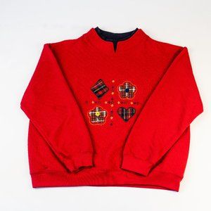 Vintage Red Quilted Baxter & Wells Patchwork Crewneck
